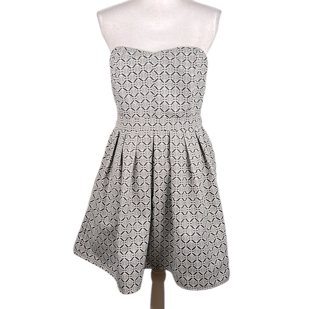 Pink Owl Blue & White‎ Damask Sleeveless Fit & Flare Dress Size Large